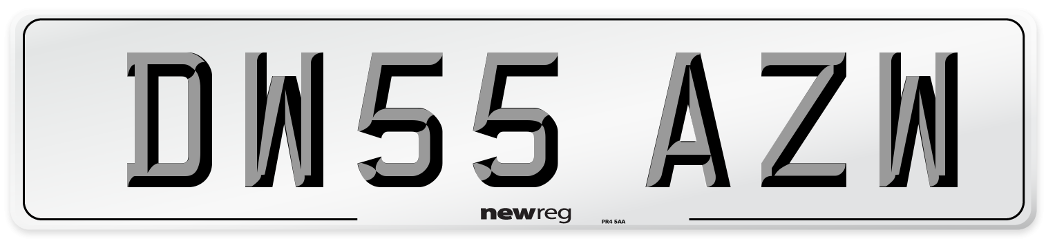 DW55 AZW Number Plate from New Reg